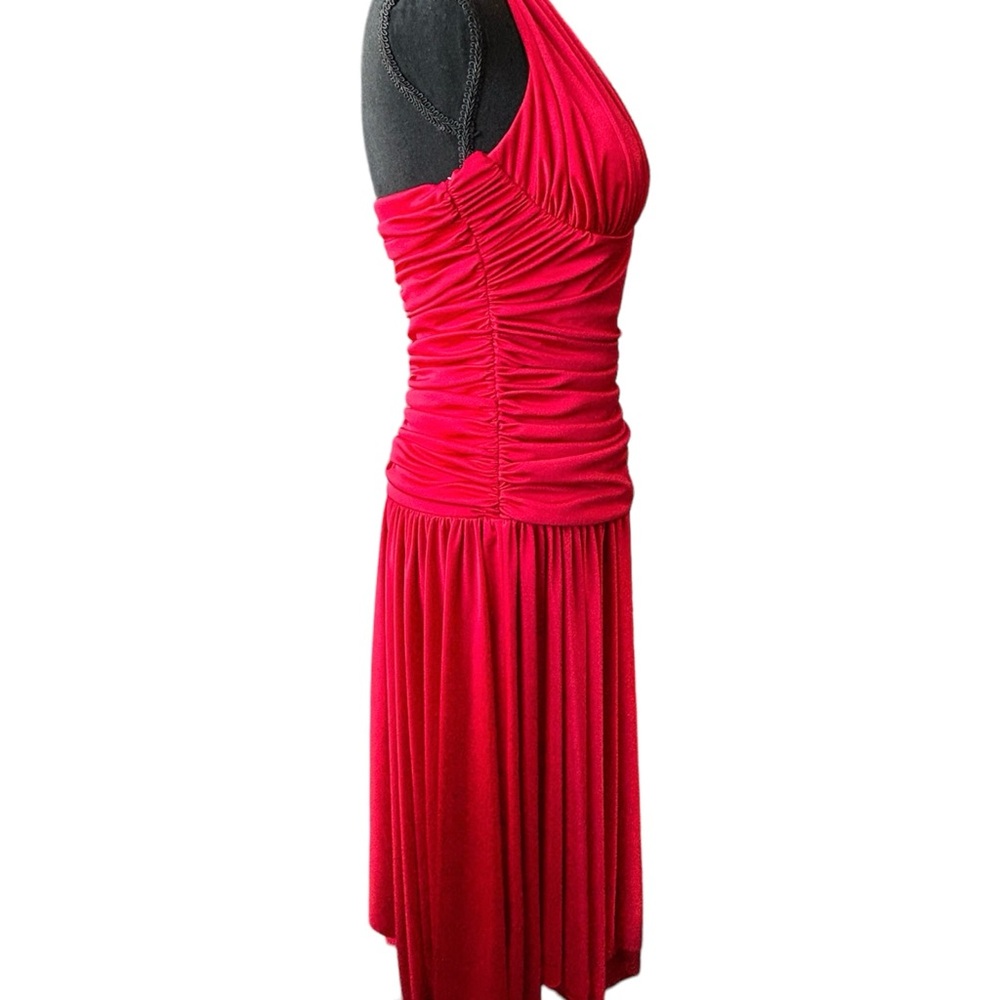 Betsy & Adam Red Halter Dress Size 6 Old Hollywood Marilyn Monroe Evening Gown - Picture 5 of 11